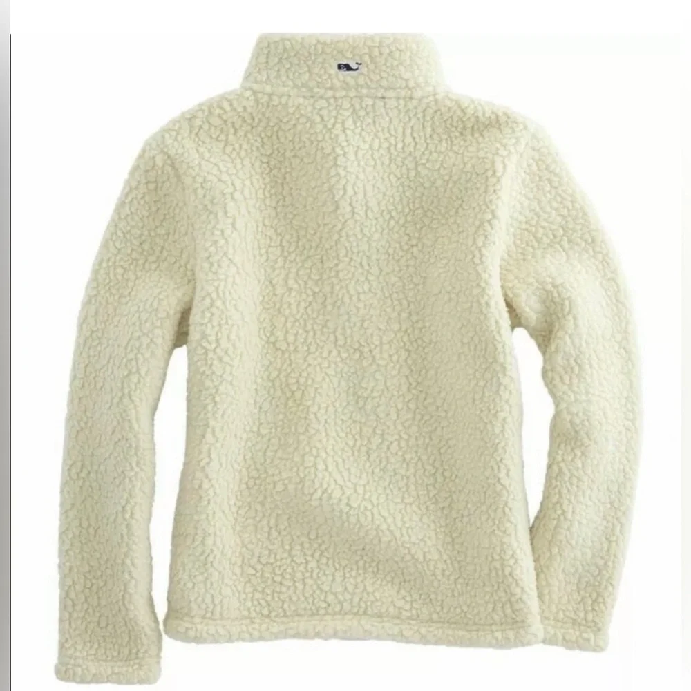 Vineyard Vines Kids Sherpa Harbor Fleece Half Zip Pullover | Large (16) | Cream
